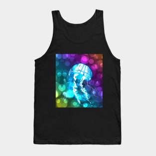 Neon Jellyfish With Lens Flare Background Tank Top